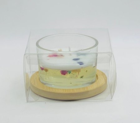 توزيعة شمعة مع صحن خشب